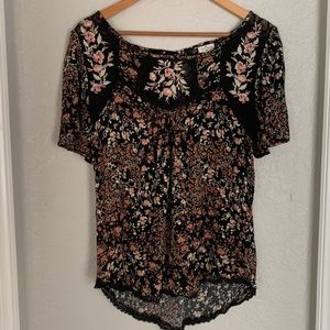 Mason & Belle Womens Sz M Top Blouse Shirt Floral Boho Career Casual